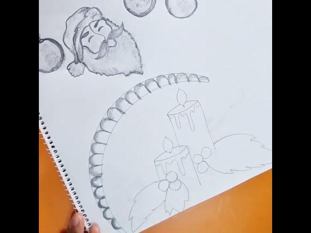 Creating Santa Candle and Christmas Decoration Sketch|the art haven|candle sketch#viral #christmas