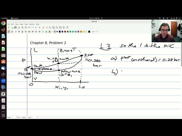 Example problem using tabulated Pxy data (Chapter 8, Problem 2)