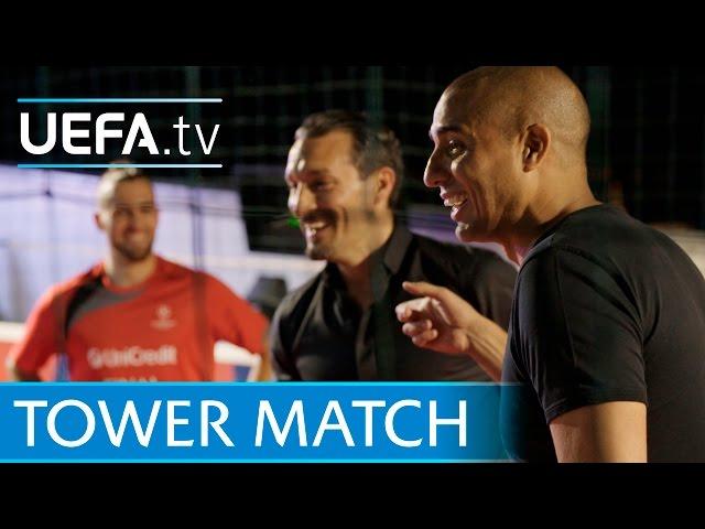 Trezeguet and Zambrotta play match on top of Unicredit Tower