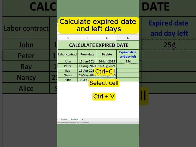 How to calculate expired date and left days | Excel tips | Excel learning.