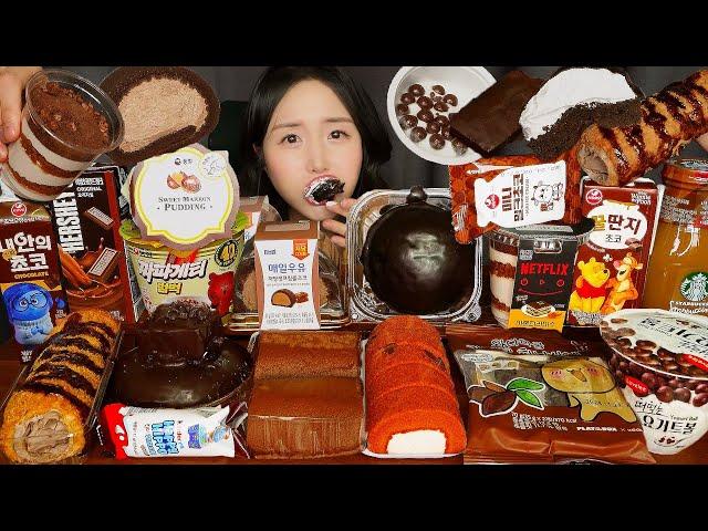 KOREAN CONVENIENCE STORE CHOCOLATE DESSERT ASMR EATING SOUNDS CAKE BREAD MUKBANG