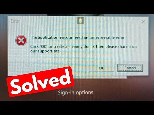 Roblox the application encountered an unrecoverable error / memory dump error