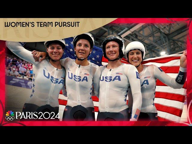 USA holds off New Zealand for EPIC first gold medal in women's team pursuit | Paris Olympics