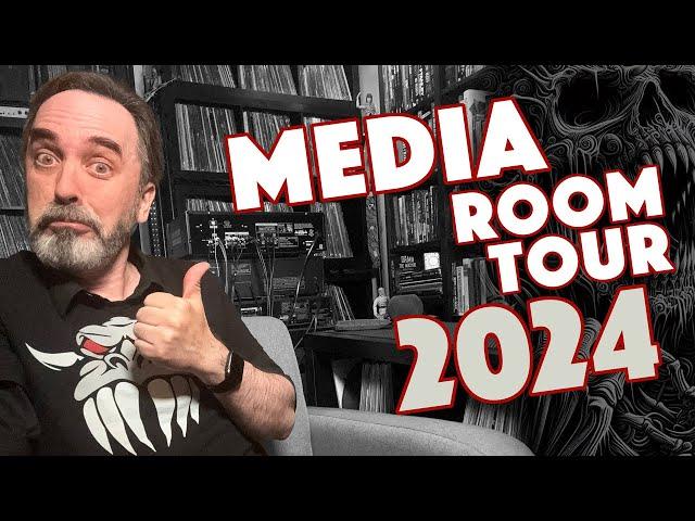 Media Room Tour 2024 | Metal Vinyl, CDs, Books, Gear and More