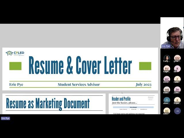 Resume and Cover Letter Building for Articling Positions Webinar