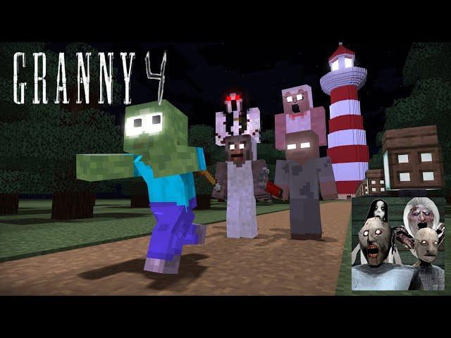 MONSTER MOBS GRANNY 4 ESCAPE CHALLENGE MINECRAFT ANIMATION