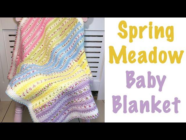  VERY EASY Crochet Baby Blanket - Spring Meadow (for beginners!) One Row Repeat!