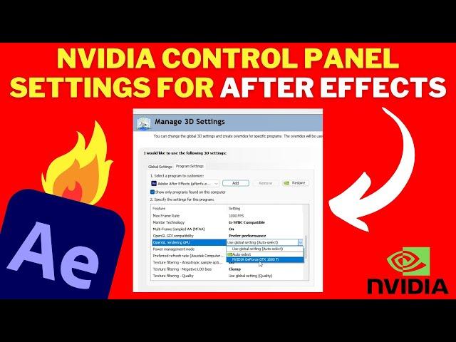 NVIDIA Control Panel BEST Settings For AFTER EFFECTS 2023 Fix After Effects Not Using GPU To Render