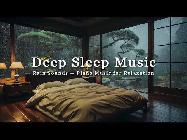 3 Hours Relaxing Sleep Music with Rain Falling Outside the Warm Bedroom - Healing Music with Rain