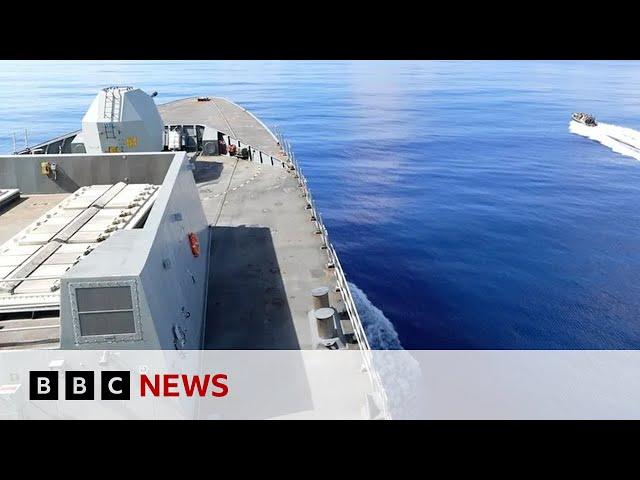 On board Royal Navy ship as it faces Houthi attacks | BBC News