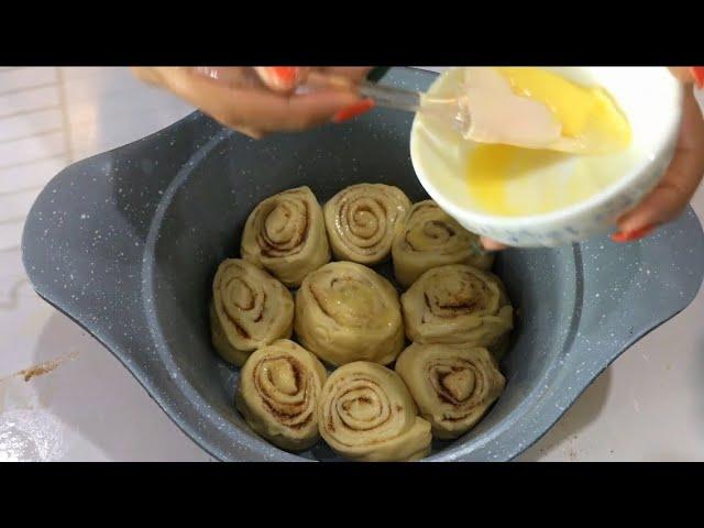 طرز تهیه سینامون رول(نان دارچینی)شگف انگیز.cinnamon roll (bread) recipe