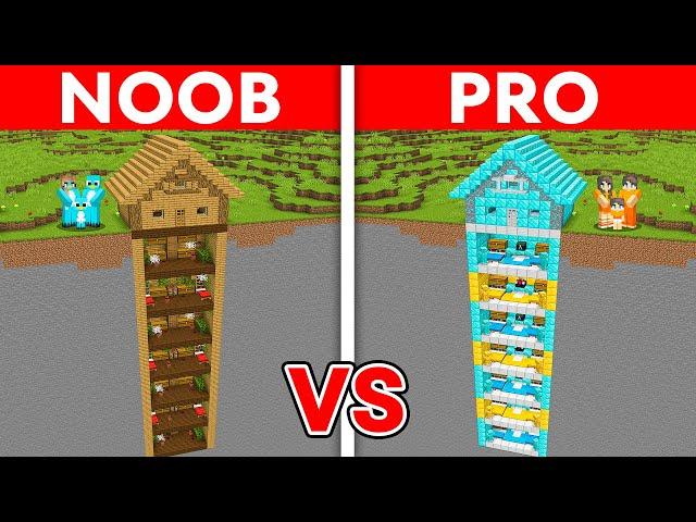 NOOB vs PRO: SKYSCRAPER UNDER THE HOUSE Build Challenge in Minecraft (Maizen)