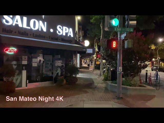 4K Night Walk: San Mateo Downtown, Bay Area, California 2020, 25 mins Treadmill Workout