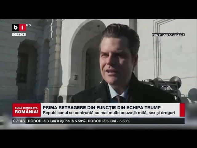 PRIMA RETRAGERE DIN FUNCȚIE DIN ECHIPA TRUMP_Știri B1TV_22 nov. 2024