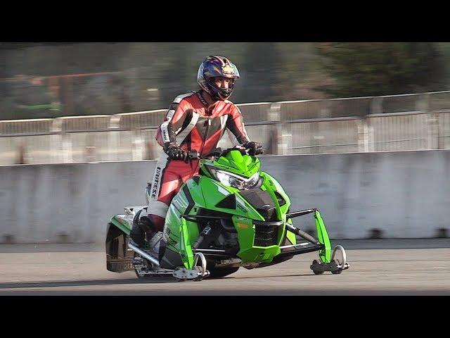 Snowmobile 1/4 Mile Acceleration on a Drag Strip! - Arctic Cat XF 9000 Turbo on Asphalt