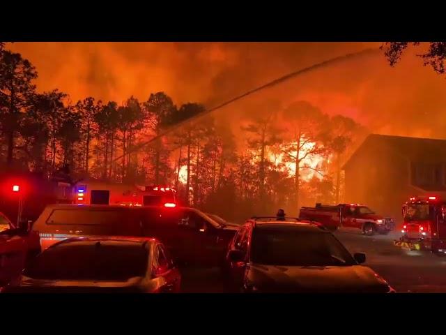 Wall of Fire Bears Down on Homes as Raging Inferno Turns Sky Orange in South Carolina