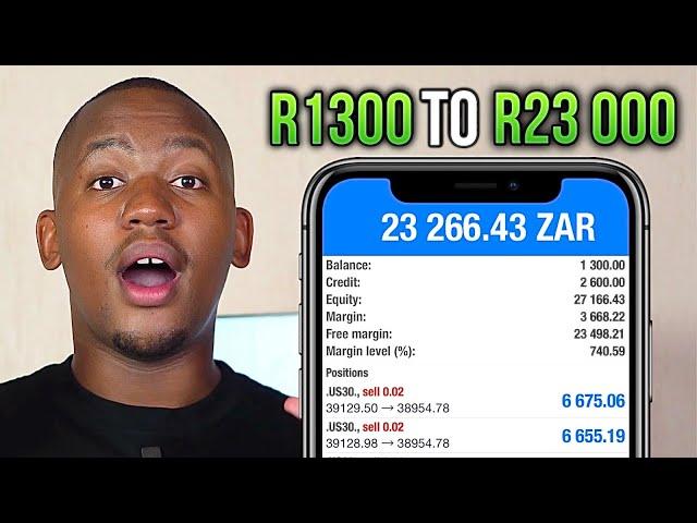 How to Flip R1,000 to R23,000 In A Day Trading US30 | Market Breakdown + Withdrawal