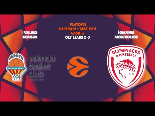 Valencia vs Olympiacos | Cyber Euroleague 1/8F Game 3 | Veljko Komlos - Giannis Moscholios
