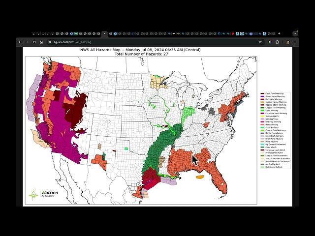 July 8, 2024: Beryl’s Moisture Moves North | Tar Spot & Southern Rust | Weaker La Niña | Long Range