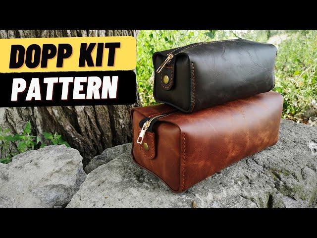 Leather dopp kit making with suede inside and dopp kit patterns