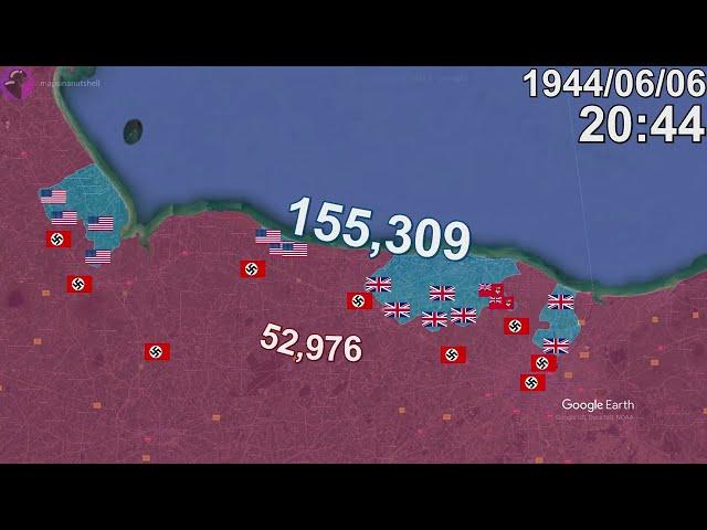 Battle of Normandy (D-Day) in 1 minute using Google Earth