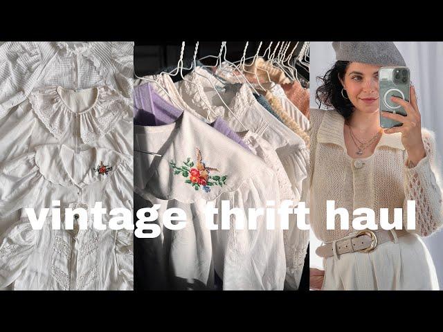 vintage thrift haul, unboxing + try on haul, bohemian & festive mix edition 