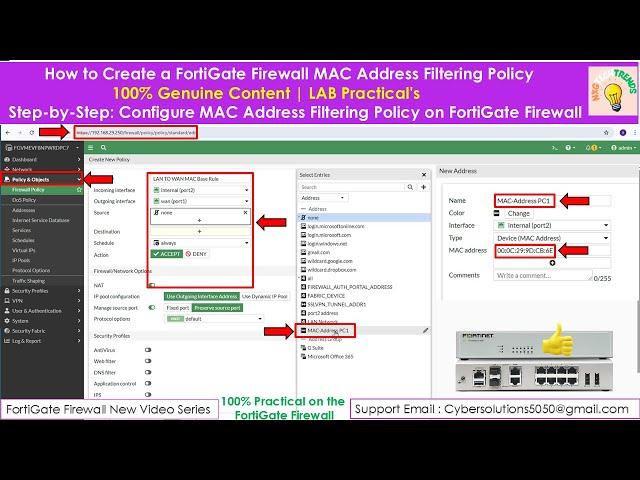 FortiGate Firewall: Create MAC Address Filtering Policies for Internet Control | #nxgtechtrends 2024