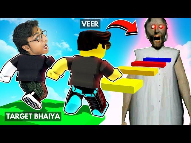 GRANNY TRIED TO CATCH TARGET BHAIYA and VEER in ROBLOX PARKOUR RACE