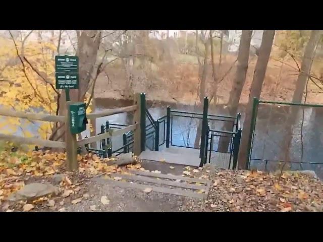 'Housatonic River Walk' in Great Barrington, Mass. Beautiful Fall Colors. Full 1080p HD.