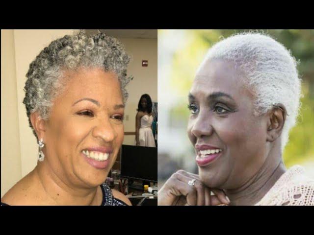 25 Best Short Afro Hairstyles For Gray-Haired Seniors II Wendy Styles