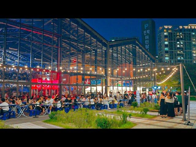 Most Popular Places in Busan Gwangalli Beach | Night Street Tour Korea 4K HDR