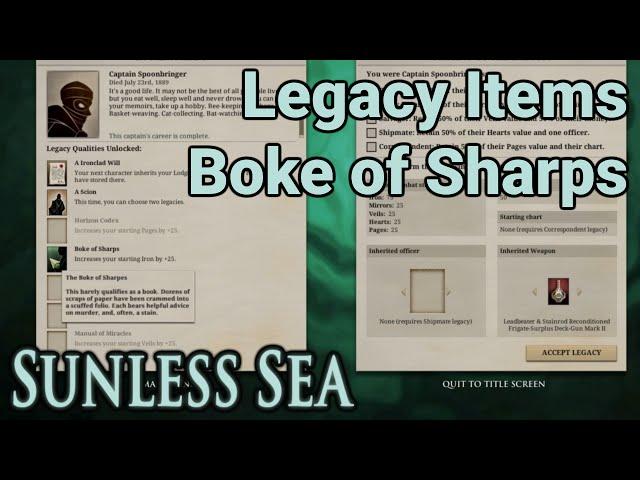 Sunless Sea Legacies: The Boke of Sharps - Start with +25 Iron