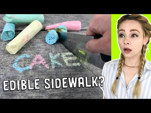 Making a realistic sidewalk chalk CAKE on 100% EDIBLE cement