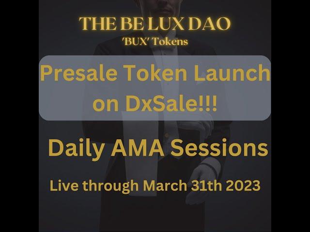 $BUX Token Presale Launch Live AMA Session with Founder