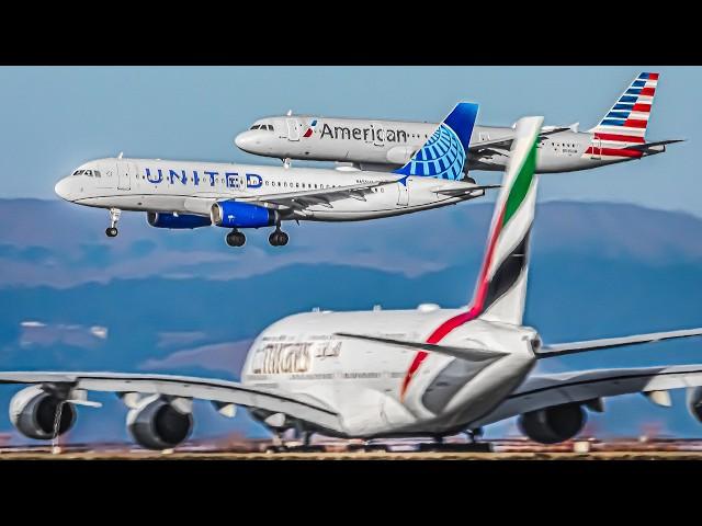 ️ 75 HEAVY Aircraft TAKEOFFS and LANDINGS  San Francisco Airport Plane Spotting USA [SFO/KSFO]