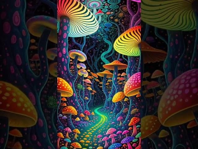 Mushroom Forest Melting #trippy #psychedelicart #psychedelicvisuals