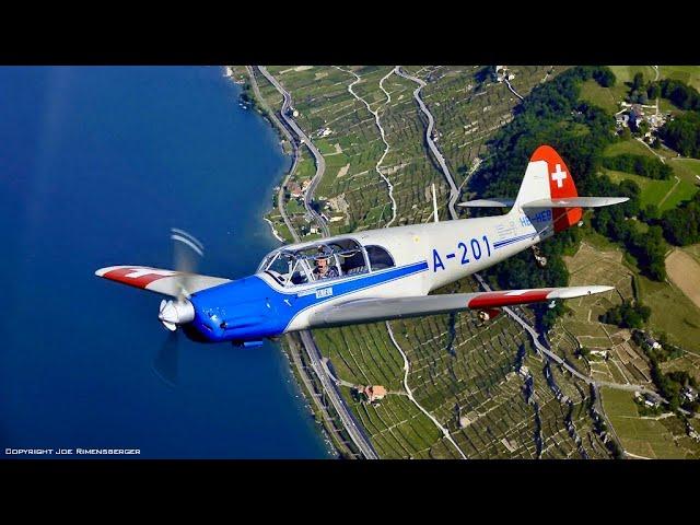 Flying in a MESSERSCHMITT Bf 108 TAIFUN through the Swiss Alps