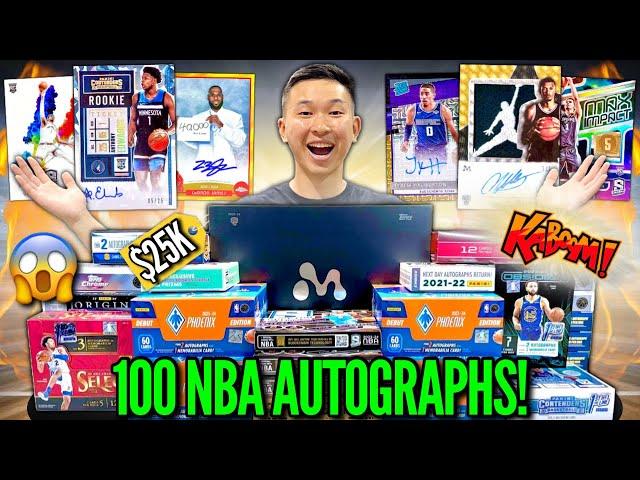 Opening INSANE $25,000 NBA BASKETBALL PACKS until I pull 100 AUTOGRAPH CARDS (MONSTER PULLS)! 