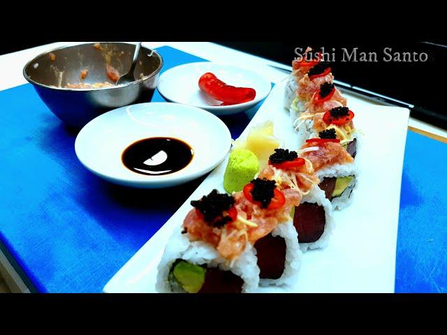 How To Make Spicy Tuna Sushi Roll by Sushi Man Santosh