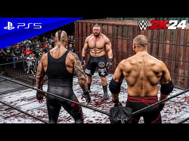 WWE 2K24 - Brock Lesnar vs. Kane & Undertaker | Amazing Handicap Match | PS5™ [4K60]