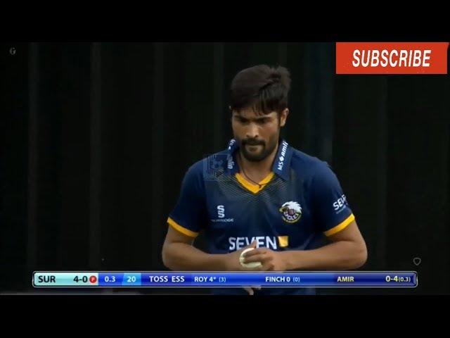 Muhammad Amir's first wicket in first match of Natwest t20 blast and wonderful catch and fielding