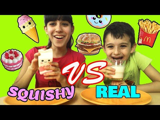 SQUISHY FOOD VS REAL FOOD!!! By Tina & Pippo Review