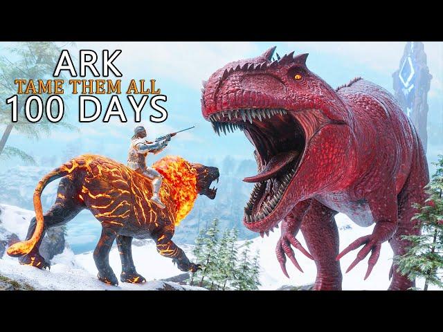 I Spent 100 Days Taming them ALL In Ark The Center [Ark Survival Ascended]