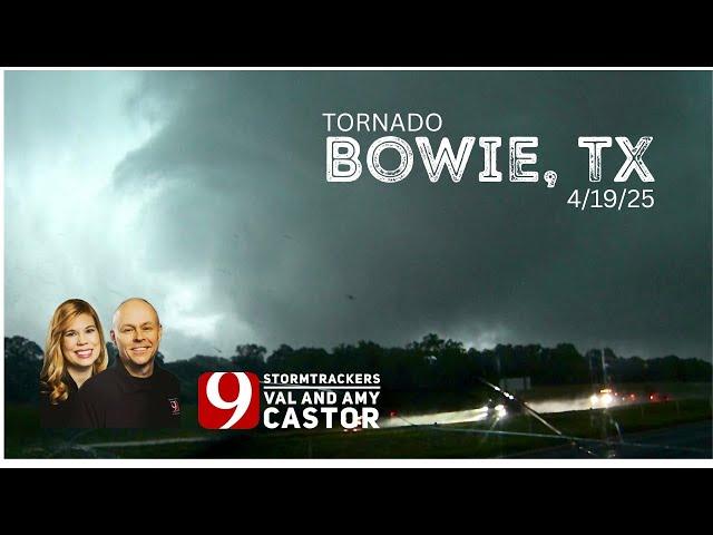 KWTV News 9 StormTrackers Val and Amy Castor track severe storms near the Red River.