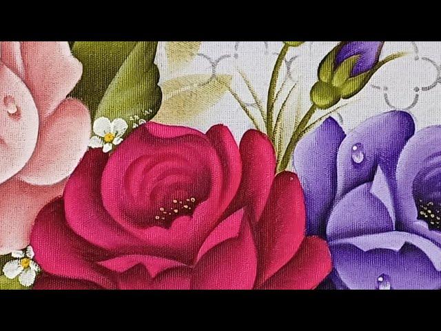 Rosas, pintura em tecido. Coleção Jardim Encantado.