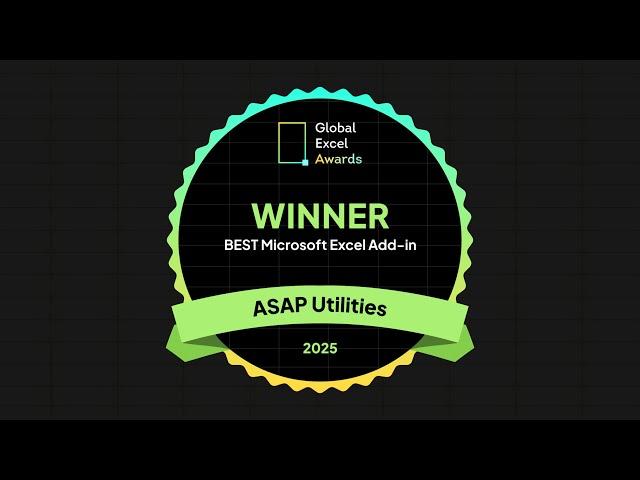 ASAP Utilities crowned 'BEST Microsoft Excel Add-in' at the Global Excel Awards 2025