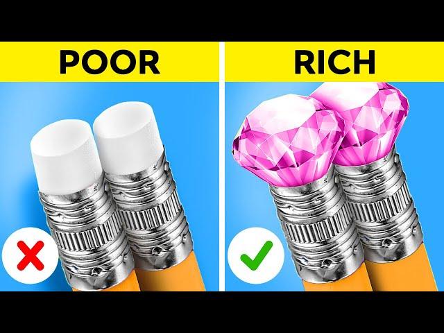 Rich vs Poor Art Challenge! Hacks For Beginners by 123 GO! GLOBAL