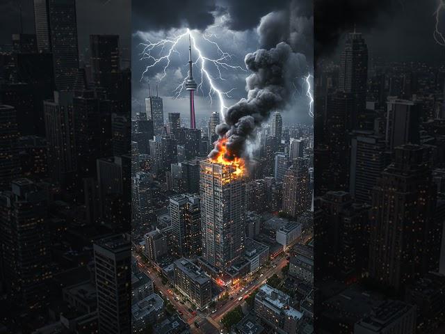 토론토 하늘에서 낙뢰 직격! 도심 고층빌딩이 불타버렸다 / Lightning Strikes Toronto City Massive Fire on Skyscraper #토론토 #낙뢰