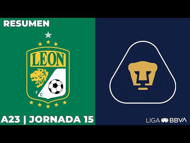 Resumen y Goles | León vs Pumas | Liga BBVA MX | Apertura 2023 -  Jornada 15