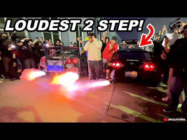 World's LOUDEST Toyota Supra 2 Step vs Nissan GTR Flame Battle!